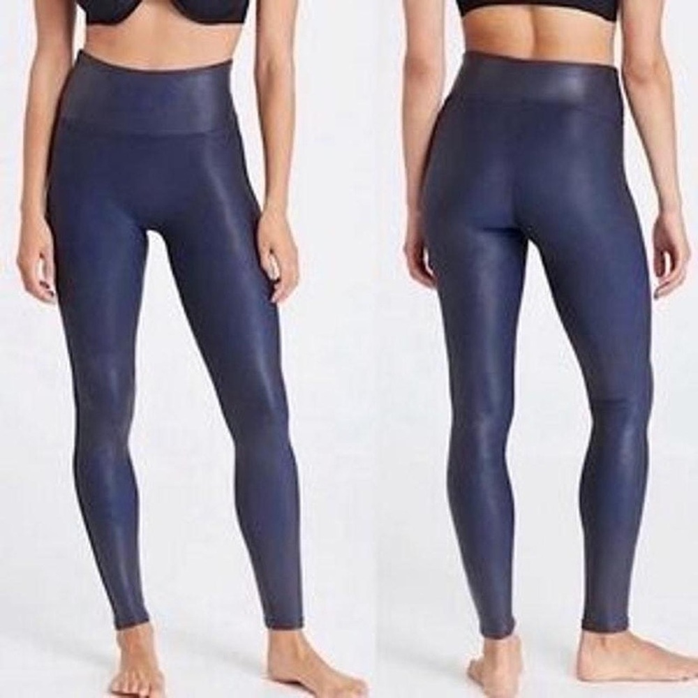 SPANX Like New Navy Shimmer shape leggings size S